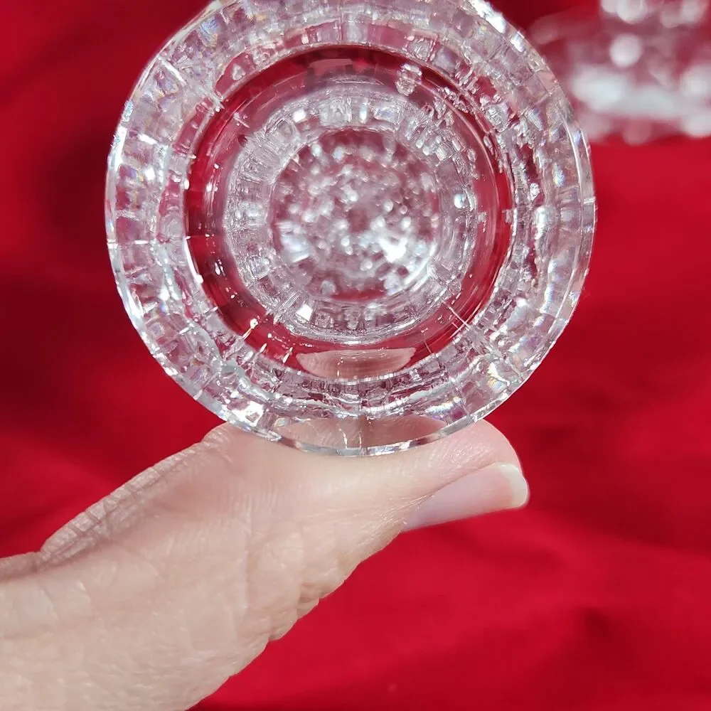 Vintage Cut Lead Crystal Candle Stick Holders Star Pattern 6”